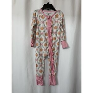 Bamboo Pajamas Abby & Evie Zippy Long Sleeve Pumpkin Fall Baby 12 Months Sleeper
